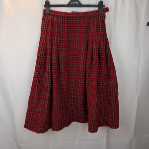 Pendleton Wool Midi Skirt Red Size 12 A-Line 100% Pure Wool Made in USA in EUC